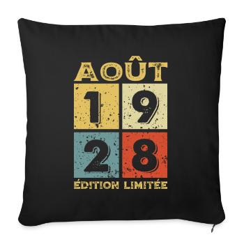 Août 1928 Original Idée Cadeau Anniversaire - Housse de coussin décorative 45 x 45 cm - noir - Devant