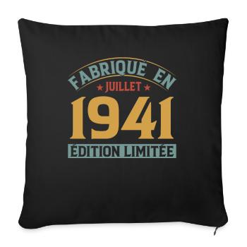 Fabriqué En Juillet 1941 Anniversaire Vintage 1941 - Housse de coussin décorative 45 x 45 cm - noir - Devant
