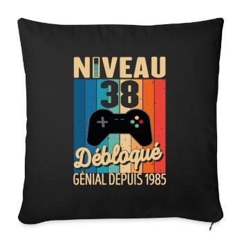 38 Ans 1985 Anniversaire Cadeau Citation Gamer - Housse de coussin décorative 45 x 45 cm - noir - Devant