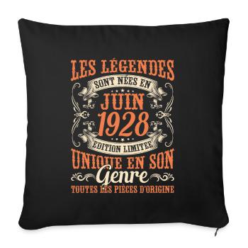Juin 1928 Anniversaire Idée Cadeau Vintage Légende - Housse de coussin décorative 45 x 45 cm - noir - Devant