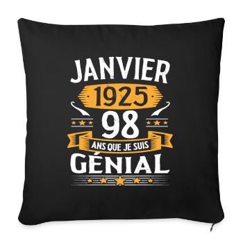 Janvier 1925 98 Ans Anniversaire Vintage Cadeau - Housse de coussin décorative 45 x 45 cm - noir - Devant