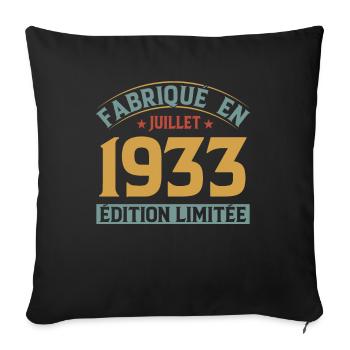 Fabriqué En Juillet 1933 Anniversaire Vintage 1933 - Housse de coussin décorative 45 x 45 cm - noir - Devant