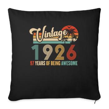 Vintage Année 1926 Anniversaire 97 Ans Idée Cadeau - Housse de coussin décorative 45 x 45 cm - noir - Devant
