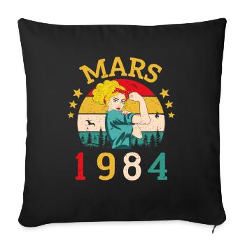 Mars 1984 Anniversaire Idée Cadeau Vintage 1984 - Housse de coussin décorative 45 x 45 cm - noir - Devant