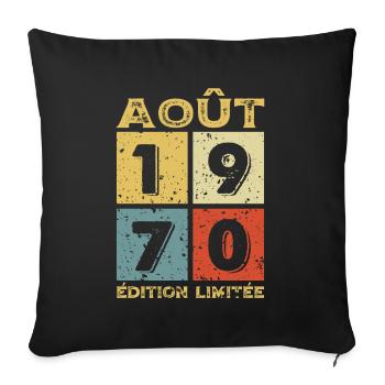 Août 1970 Original Idée Cadeau Anniversaire - Housse de coussin décorative 45 x 45 cm - noir - Devant