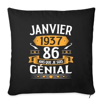 Janvier 1937 86 Ans Anniversaire Vintage Cadeau - Housse de coussin décorative 45 x 45 cm - noir - Devant