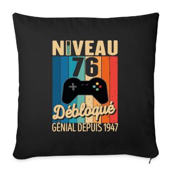 76 Ans 1947 Anniversaire Cadeau Citation Gamer - Housse de coussin décorative 45 x 45 cm - noir - Devant
