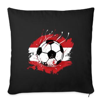 Football autrichien Drapeau autrichien Grunge - Housse de coussin décorative 45 x 45 cm - noir - Devant