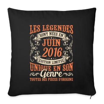 Juin 2016 Anniversaire Idée Cadeau Vintage Légende - Housse de coussin décorative 45 x 45 cm - noir - Devant