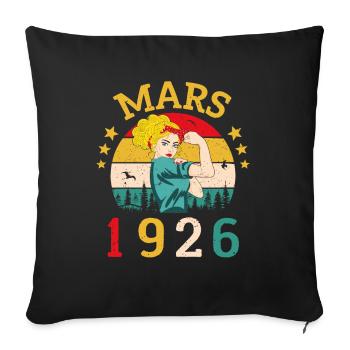 Mars 1926 Anniversaire Idée Cadeau Vintage 1926 - Housse de coussin décorative 45 x 45 cm - noir - Devant