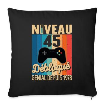 45 Ans 1978 Anniversaire Cadeau Citation Gamer - Housse de coussin décorative 45 x 45 cm - noir - Devant