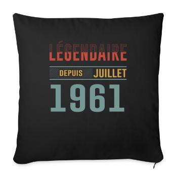 Légendaire Depuis Juillet 1961 Anniversaire Cadeau - Housse de coussin décorative 45 x 45 cm - noir - Devant