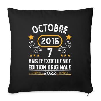 Octobre 2015 7 Ans Anniversaire Idée Cadeau Rétro - Housse de coussin décorative 45 x 45 cm - noir - Devant
