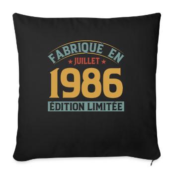 Fabriqué En Juillet 1986 Anniversaire Vintage 1986 - Housse de coussin décorative 45 x 45 cm - noir - Devant