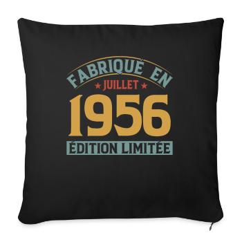 Fabriqué En Juillet 1956 Anniversaire Vintage 1956 - Housse de coussin décorative 45 x 45 cm - noir - Devant
