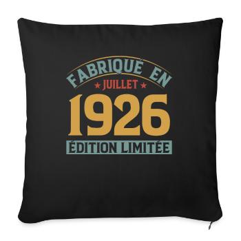 Fabriqué En Juillet 1926 Anniversaire Vintage 1926 - Housse de coussin décorative 45 x 45 cm - noir - Devant