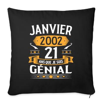 Janvier 2002 21 Ans Anniversaire Vintage Cadeau - Housse de coussin décorative 45 x 45 cm - noir - Devant