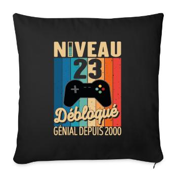 23 Ans 2000 Anniversaire Cadeau Citation Gamer - Housse de coussin décorative 45 x 45 cm - noir - Devant