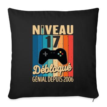 17 Ans 2006 Anniversaire Cadeau Citation Gamer - Housse de coussin décorative 45 x 45 cm - noir - Devant