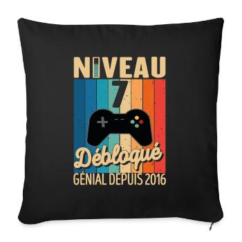 7 Ans 2016 Anniversaire Cadeau Citation Gamer - Housse de coussin décorative 45 x 45 cm - noir - Devant
