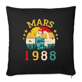 Mars 1988 Anniversaire Idée Cadeau Vintage 1988 - Housse de coussin décorative 45 x 45 cm - noir - Devant