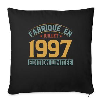 Fabriqué En Juillet 1997 Anniversaire Vintage 1997 - Housse de coussin décorative 45 x 45 cm - noir - Devant