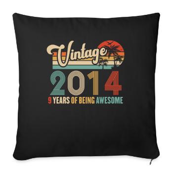 Vintage Année 2014 Anniversaire 9 Ans Idée Cadeau - Housse de coussin décorative 45 x 45 cm - noir - Devant