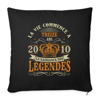 13 Ans 2010 Joyeux Anniversaire Vintage Perfection - Housse de coussin décorative 45 x 45 cm - noir - Devant