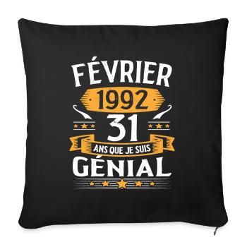 Février 1992 31 Ans Anniversaire Vintage Cadeau - Housse de coussin décorative 45 x 45 cm - noir - Devant