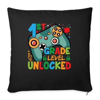 Niveau De La 1ère Année Débloqué - Housse de coussin décorative 45 x 45 cm - noir - Devant