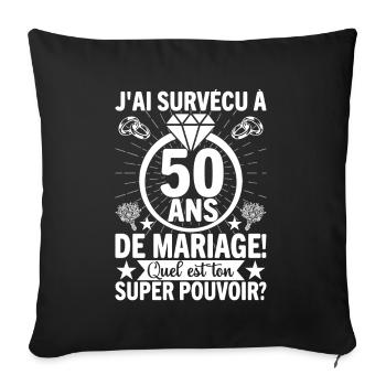 Cadeau Pour 50 Ans De Mariage - Housse de coussin décorative 45 x 45 cm - noir - Devant