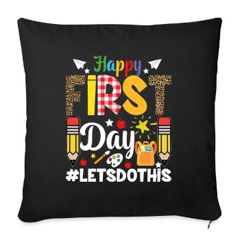Bonjour L'école Maternelle - Housse de coussin décorative 45 x 45 cm - noir - Devant