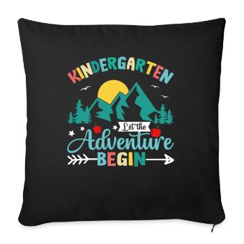 Kindergarten The Adventure Begins - Sofa pillowcase 17,3'' x 17,3'' (45 x 45 cm) - black - Front