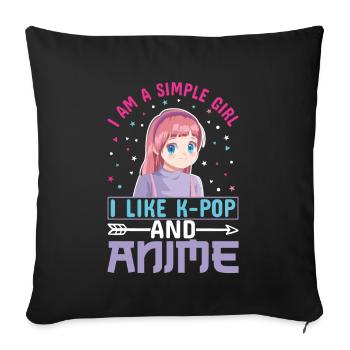 K-pop Coréen Musique Pop Cadeau Corée Musique - Housse de coussin décorative 45 x 45 cm - noir - Devant