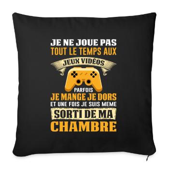 Gamer Gaming Joueur De Jeux Vidéo Nerd Console Jeu - Housse de coussin décorative 45 x 45 cm - noir - Devant
