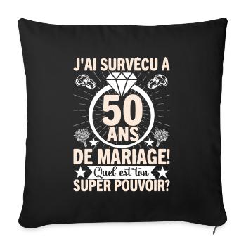 Cadeau Pour 50 Ans De Mariage - Housse de coussin décorative 45 x 45 cm - noir - Devant