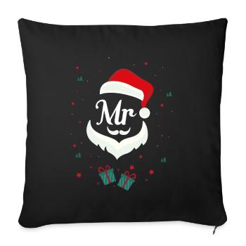 Mr and Mrs Santa Claus Pyjamas Matching Couples - Sofa pillowcase 17,3'' x 17,3'' (45 x 45 cm) - black - Front