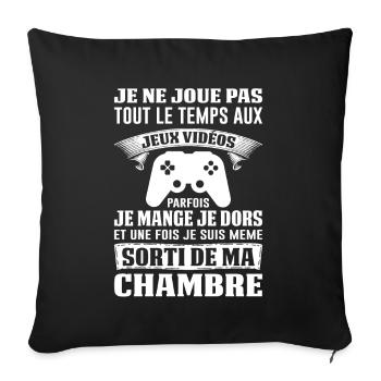Gamer Gaming Joueur De Jeux Vidéo Nerd Console Jeu - Housse de coussin décorative 45 x 45 cm - noir - Devant