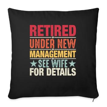 Retired under new management - Sofa pillowcase 17,3'' x 17,3'' (45 x 45 cm) - black - Front