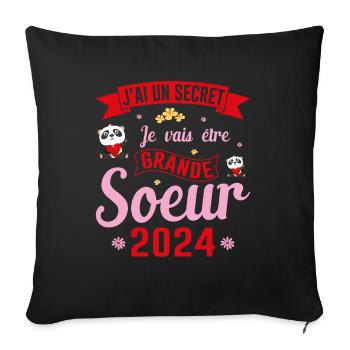 Meilleure Grande soeur du monde vecteur - Housse de coussin décorative 45 x 45 cm - noir - Devant