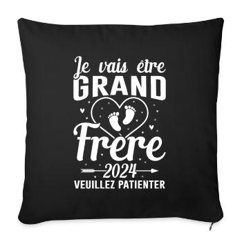 Je Vais Être Grand Frère 2024 - Housse de coussin décorative 45 x 45 cm - noir - Devant