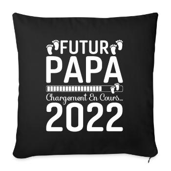 Futur Papa 2022 Naissance Cadeau Grossesse Père - Housse de coussin décorative 45 x 45 cm - noir - Devant