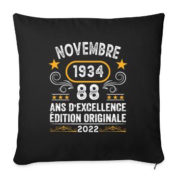 Novembre 1934 88 Ans Anniversaire Idée Cadeau - Housse de coussin décorative 45 x 45 cm - noir - Devant