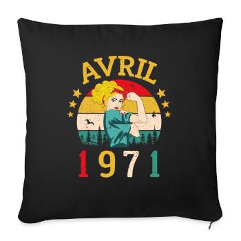 Avril 1971 - Housse de coussin décorative 45 x 45 cm - noir - Devant