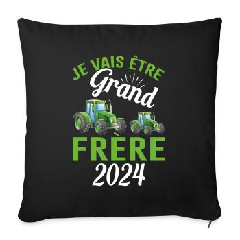 Je Vais Être Grand Frère 2024 - Housse de coussin décorative 45 x 45 cm - noir - Devant