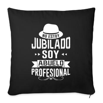 Papi Retraité Je Suis Un Grand-père Professionnel - Housse de coussin décorative 45 x 45 cm - noir - Devant