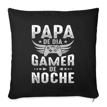 Papa Le Jour Joueur La Nuit - Housse de coussin décorative 45 x 45 cm - noir - Devant