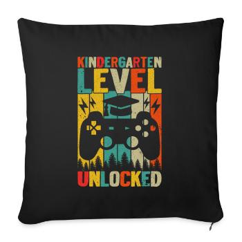 Kindergartenstufe freigeschaltet - Sofakissenbezug 45 x 45 cm - Schwarz - Vorne