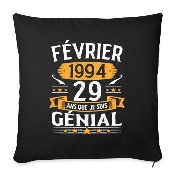 Février 1994 29 Ans Anniversaire Vintage Cadeau - Housse de coussin décorative 45 x 45 cm - noir - Devant
