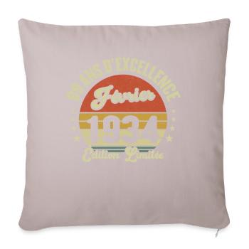 89 Ans Février 1934 Anniversaire Vintage Cadeau - Housse de coussin décorative 45 x 45 cm - taupe clair - Devant